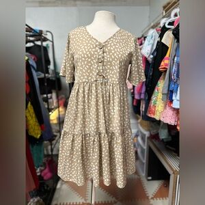 SHEIN Beige and White Patterned Dress